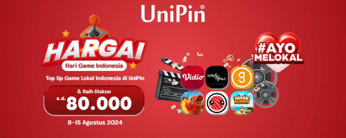 [HARGAI – Hari Game Indonesia] Top Up Game Lokal di UniPin & Raih Diskon s.d 80.000 Setiap Hari